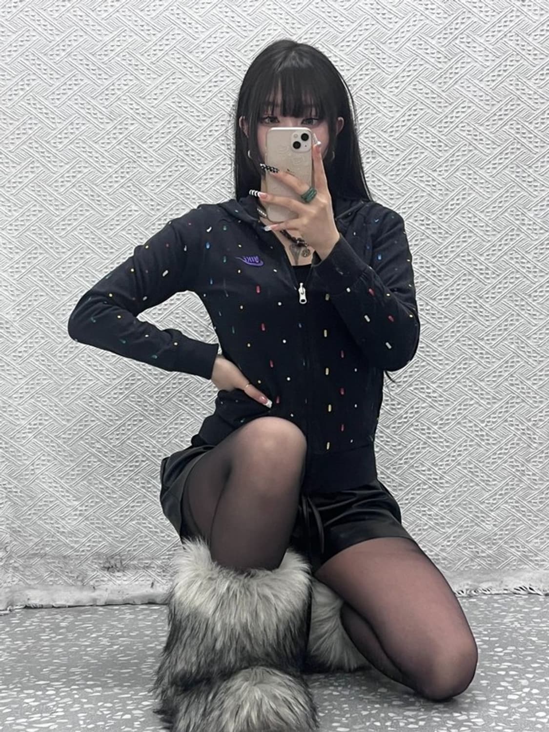 나이키 희귀 Y2K 레인보우 도트 리버시블 슬림 후드집업 M C10210 상품이미지1