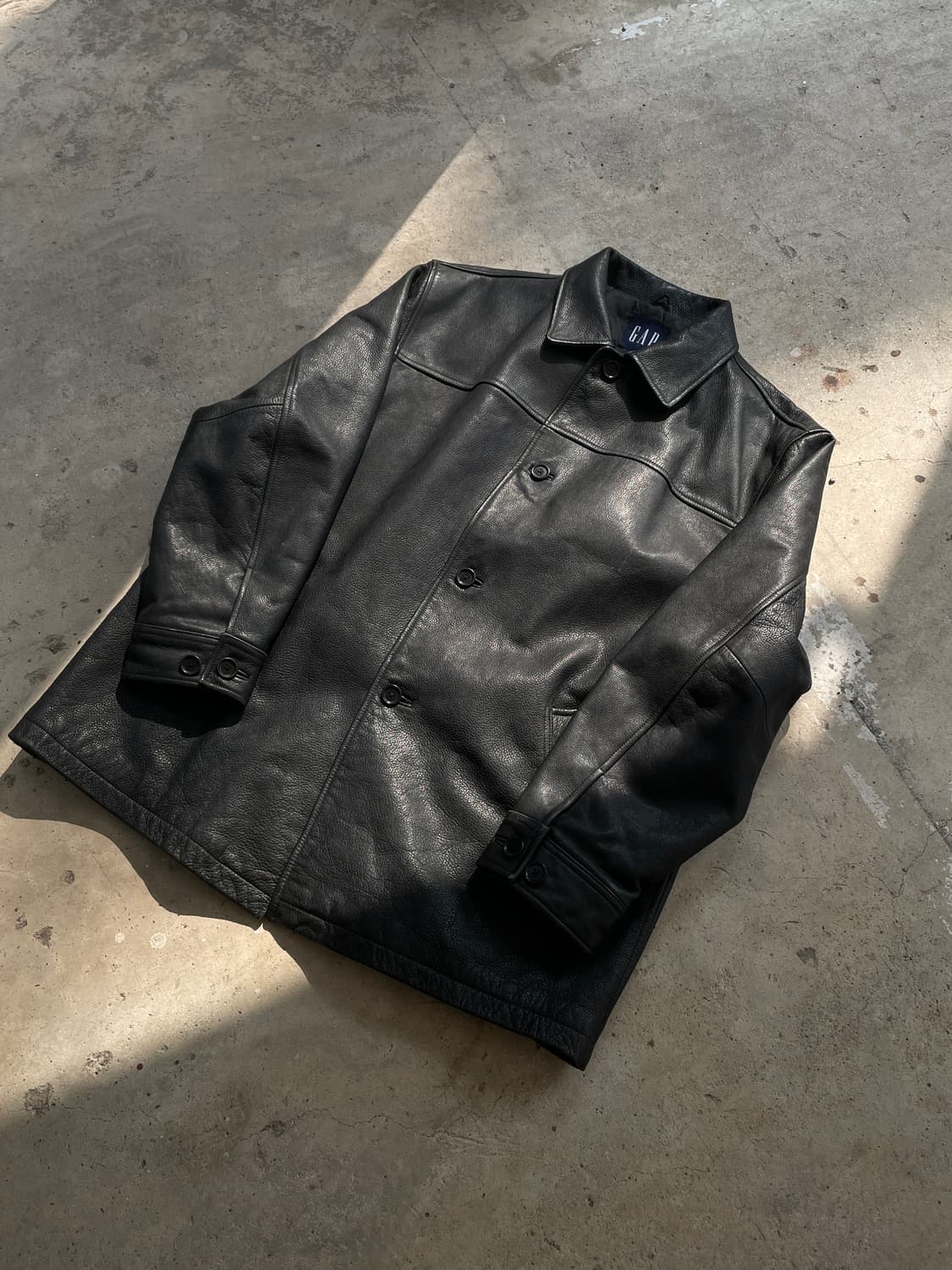 90-00s Old GAP Leather Black Car Coat 상품이미지1