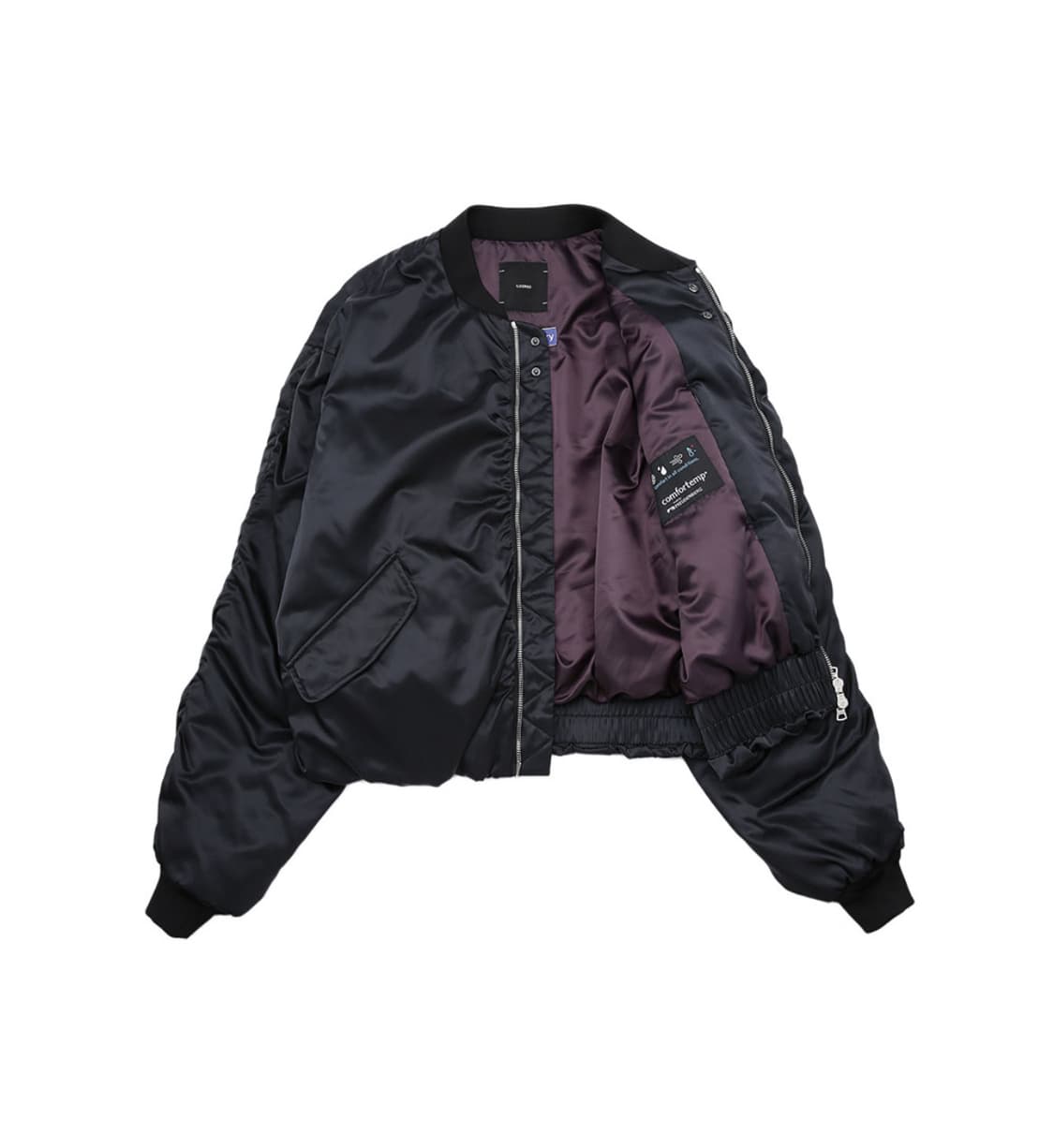 (L) 일꼬르소 x oam팩토리 셔링 패딩 MA-1 자켓 블랙 상품이미지3