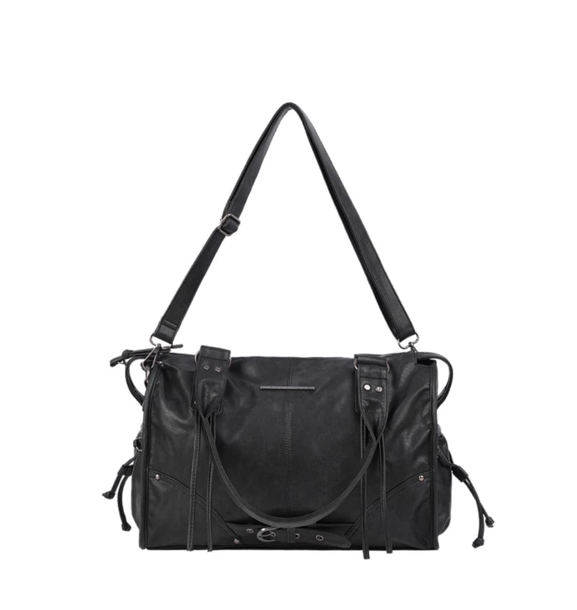 팬시클럽 벨티드 워싱 레더백 (BLACK)  상품이미지3