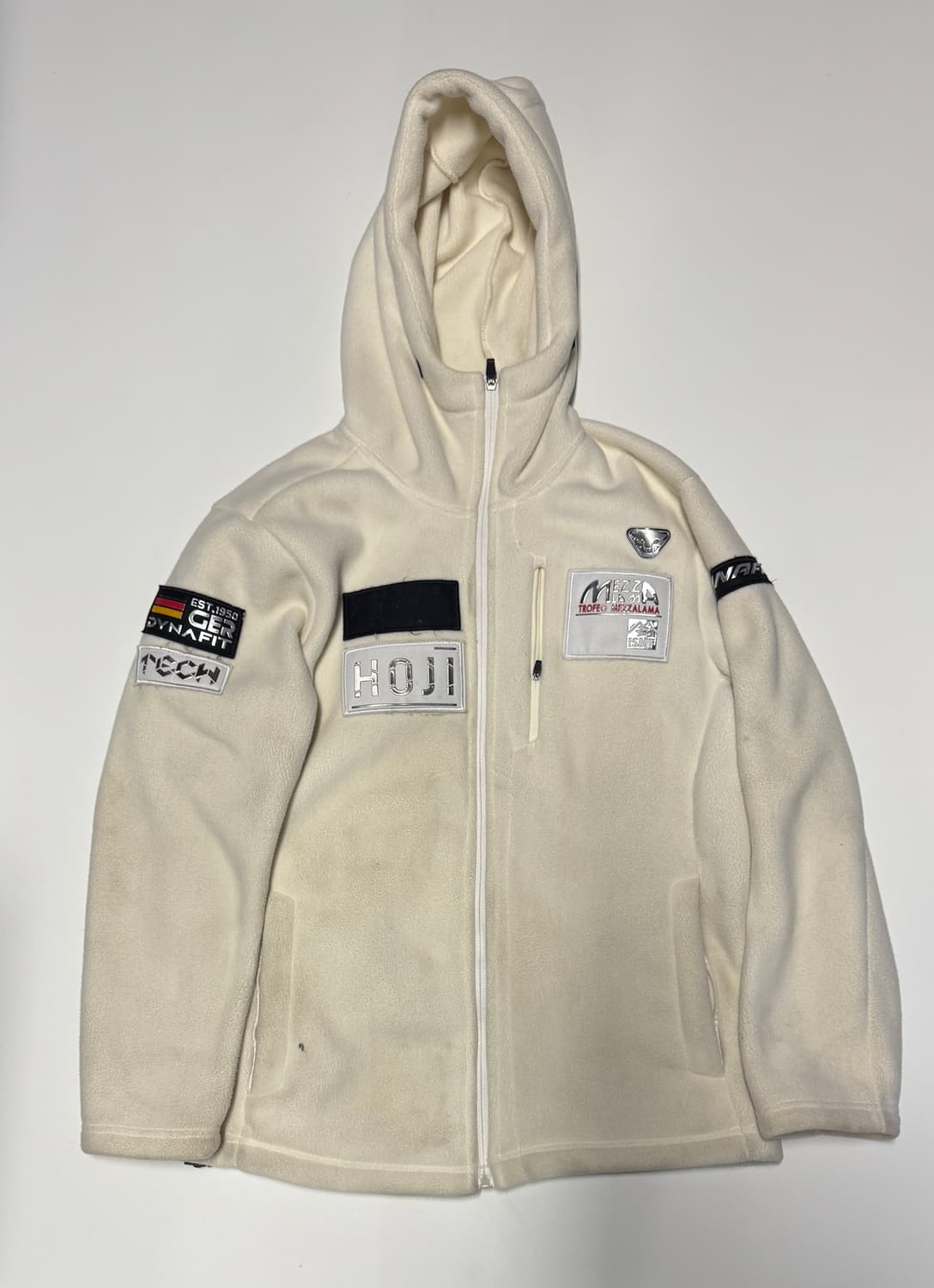 다이나핏 패치 로고 후드 플리스 자켓 화이트 M 상품이미지1