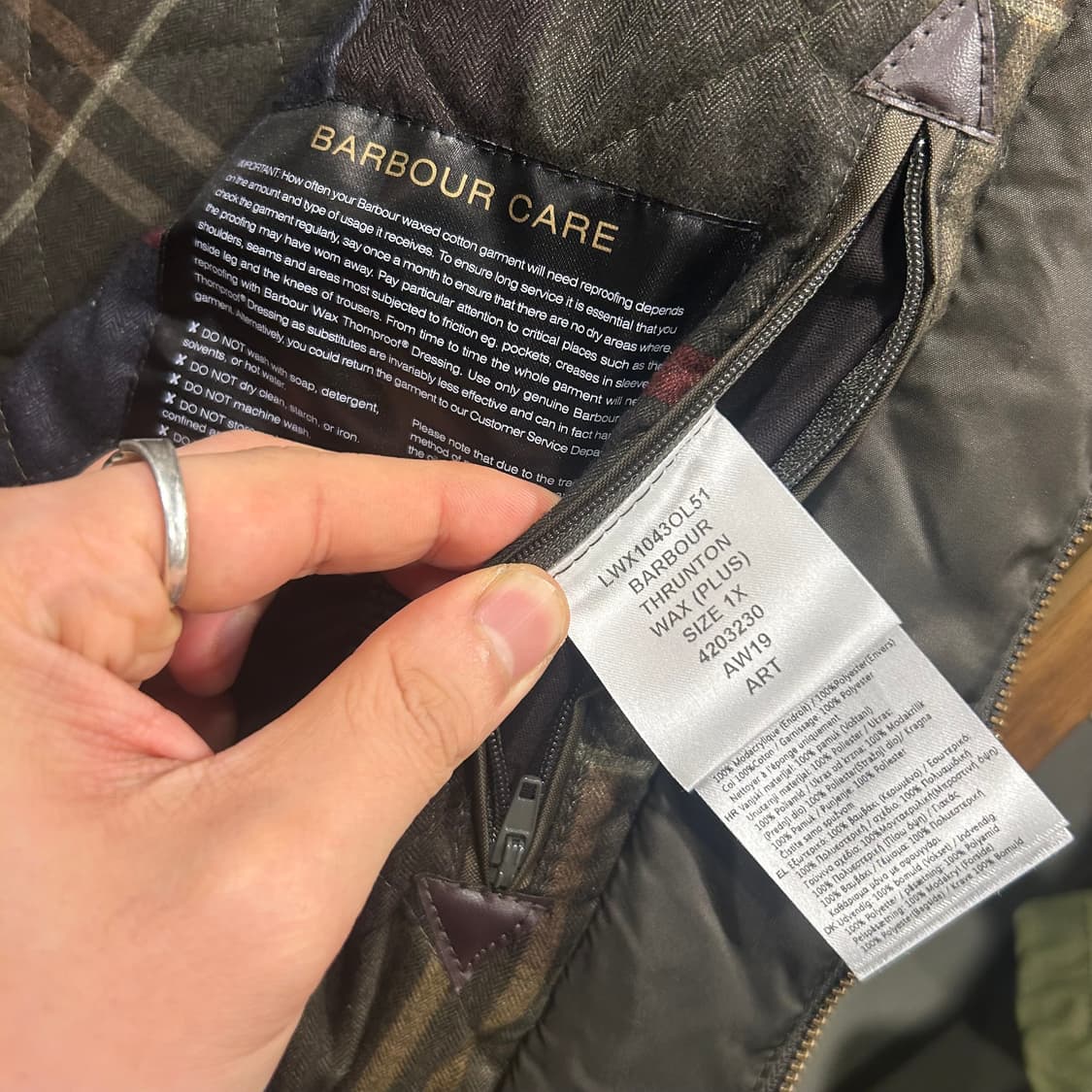 XL) 바버 스런턴 왁스 자켓 올리브 그린 상품이미지8