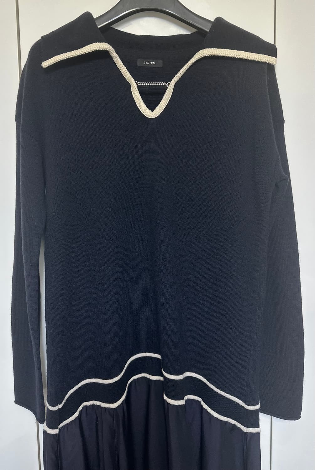 SYSTEM 시스템 블랙 울니트 롱 원피스 상품이미지4