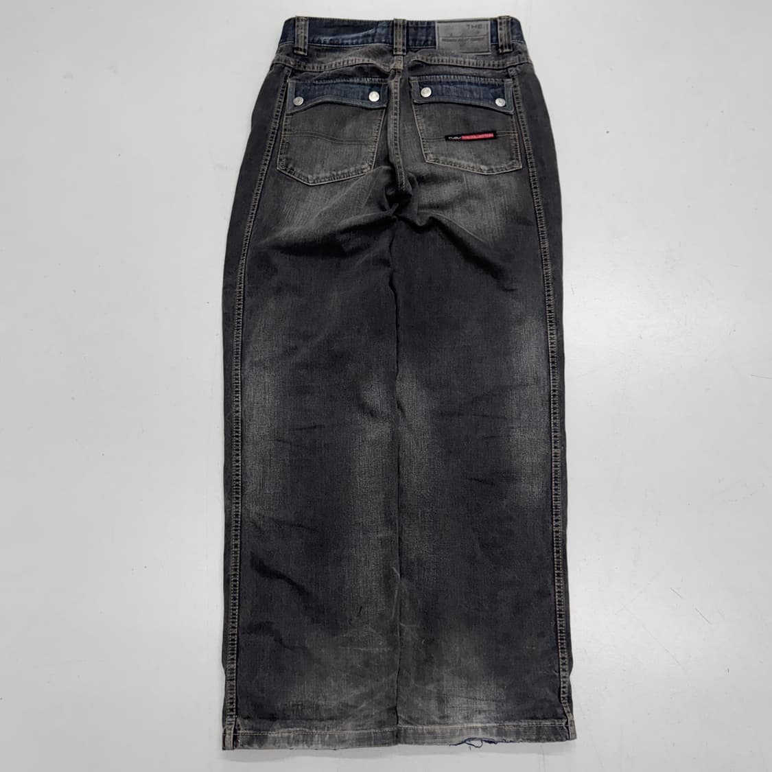 FUBU 후부 워싱 흑청 힙합 올드스쿨 와이드 데님팬츠 상품이미지3