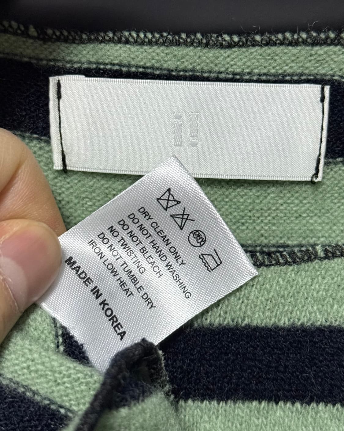 i! 민트 블랙 검정 스트라이프 단가라 머플러 목도리 스카프 보트넥 니트 상품이미지6