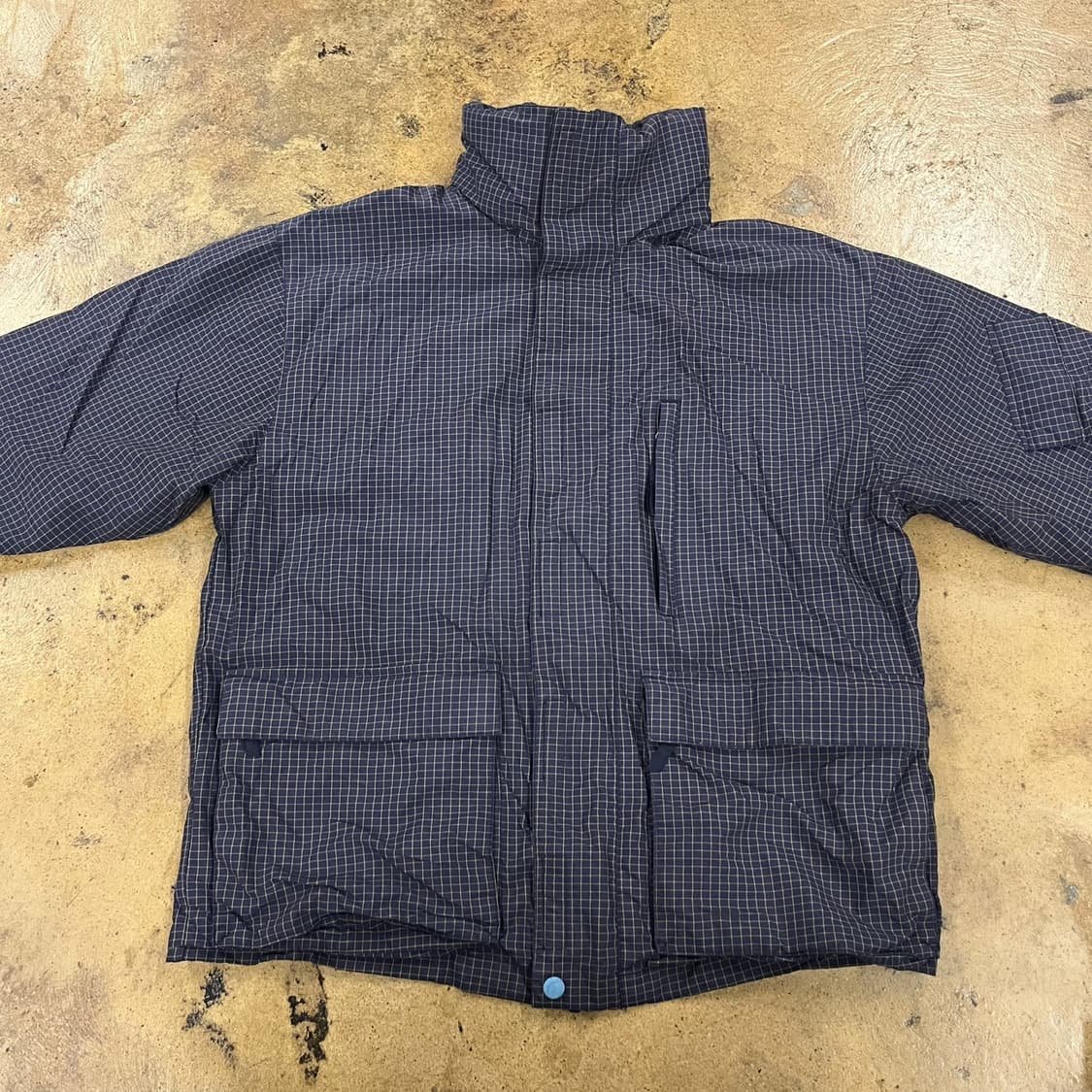 [정품/M] 울리치 네이비 체크 패턴 바람막이 자켓 b13 상품이미지3