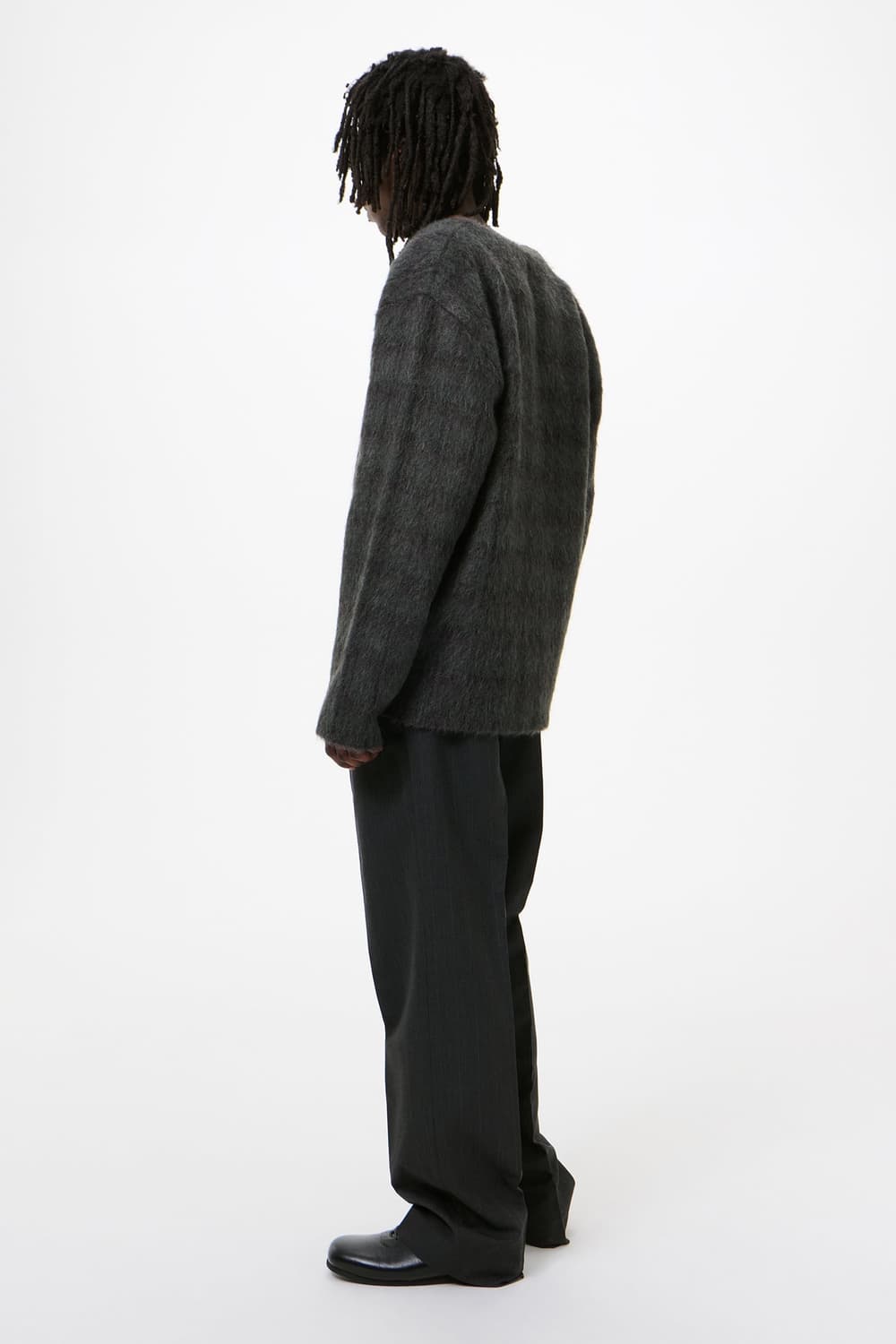 [46,48,50,52]아워레가시 26ss 체크 헤어리 가디건/그레이 상품이미지2