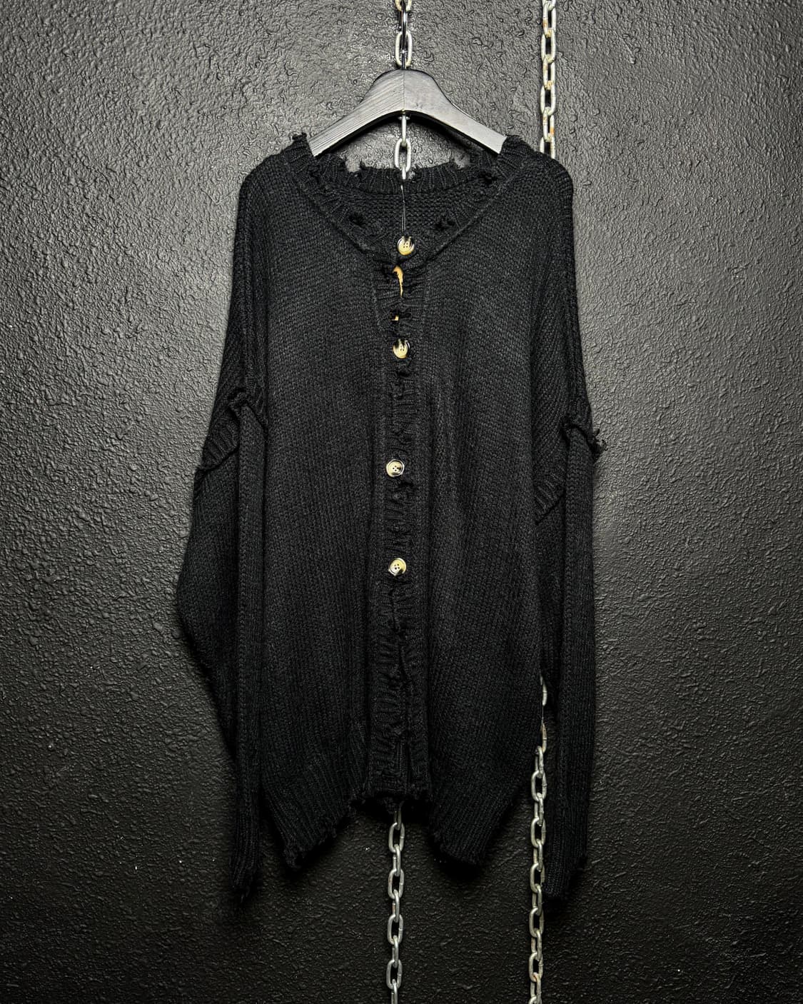 Distressed Knit Button Cardigan 상품이미지1