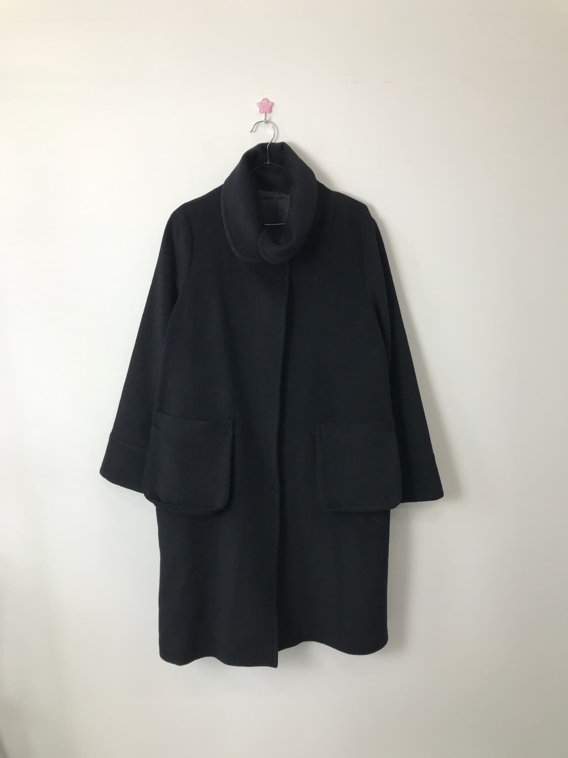 Angora Blend Black High-Neck Long Coat 상품이미지4