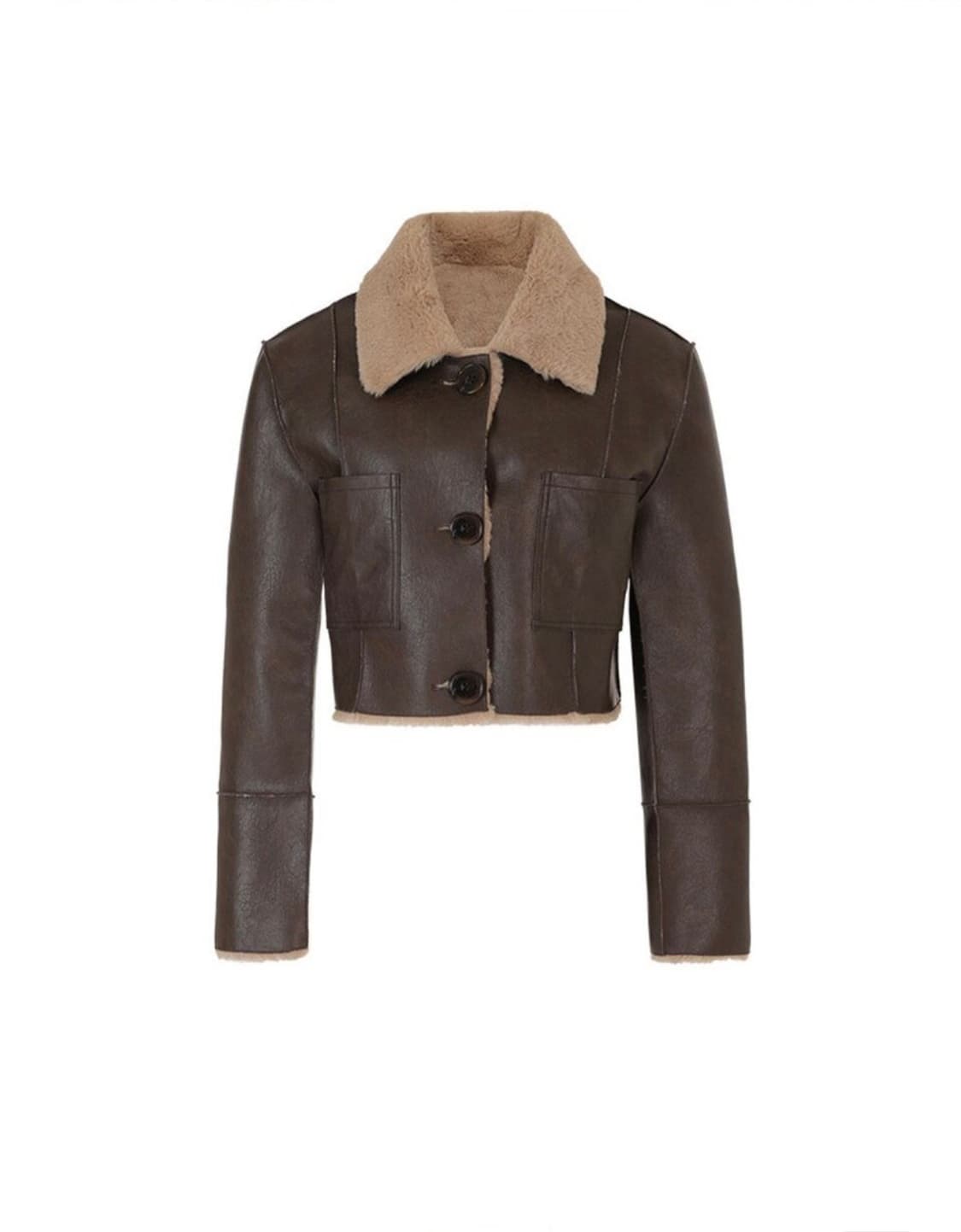 택O) [s] 낫유어로즈 숏 리버시블 레더 무스탕 브라운 상품이미지6