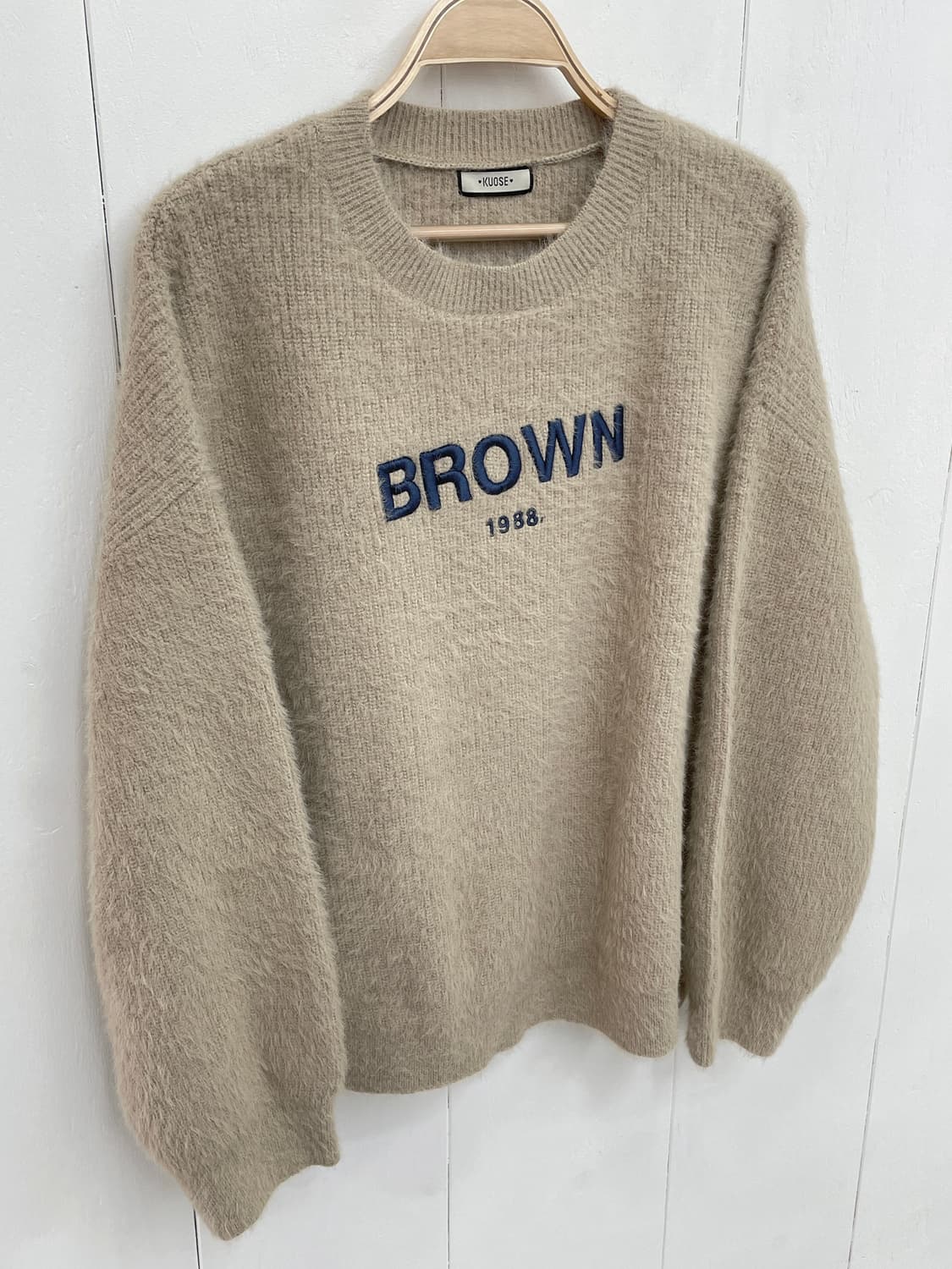 KUOSE 브라운 자수 오트밀 니트 상품이미지9