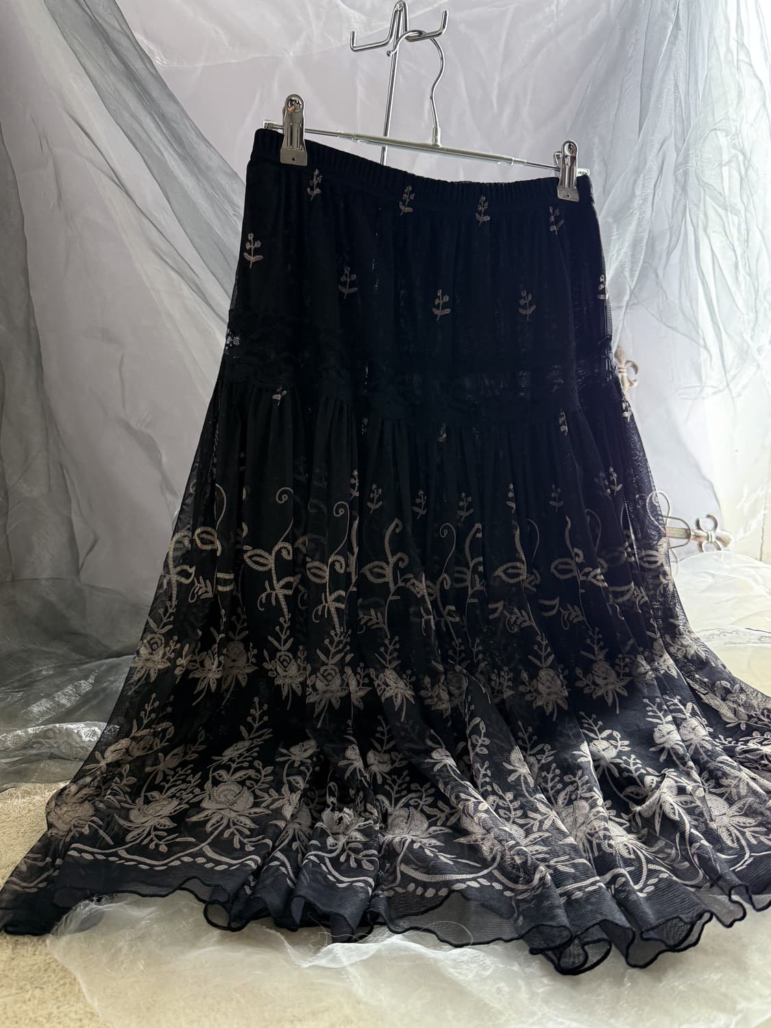 Floral Embroidered Lace Skirt 0197 상품이미지2