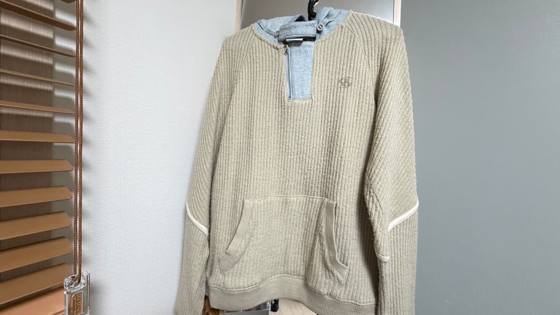 산산기어 리브드 후디 니트 베이지 상품이미지2