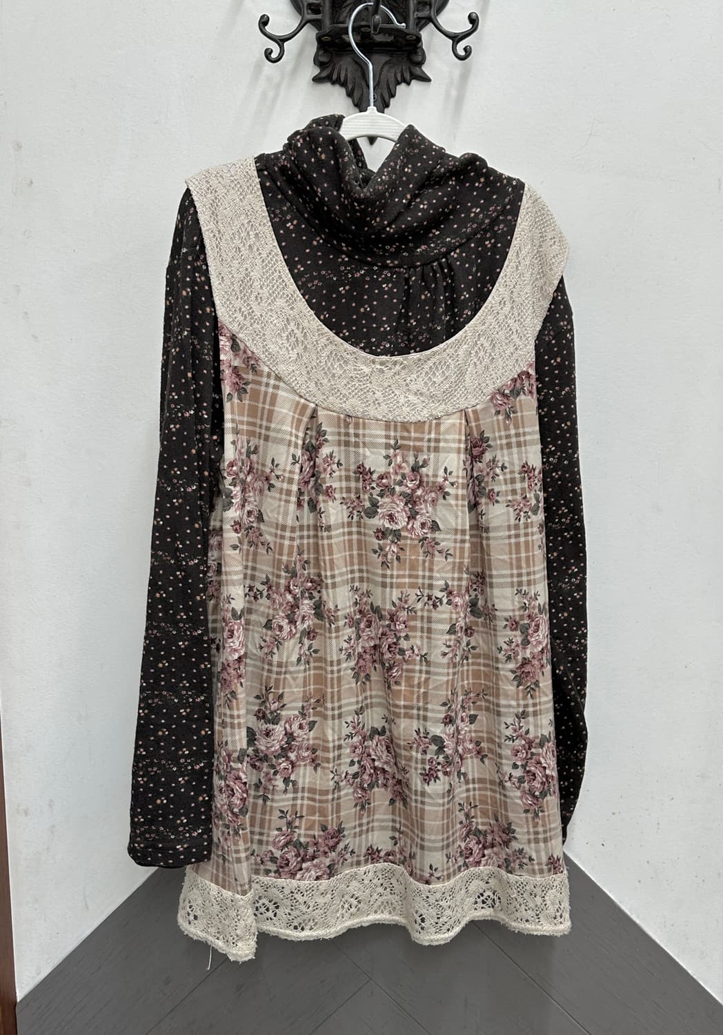 🤎슈슈룬 쇼콜라 코디세트🤎 라떼갸루 셔링 플라워 레이어드 히메갸루 상품이미지3