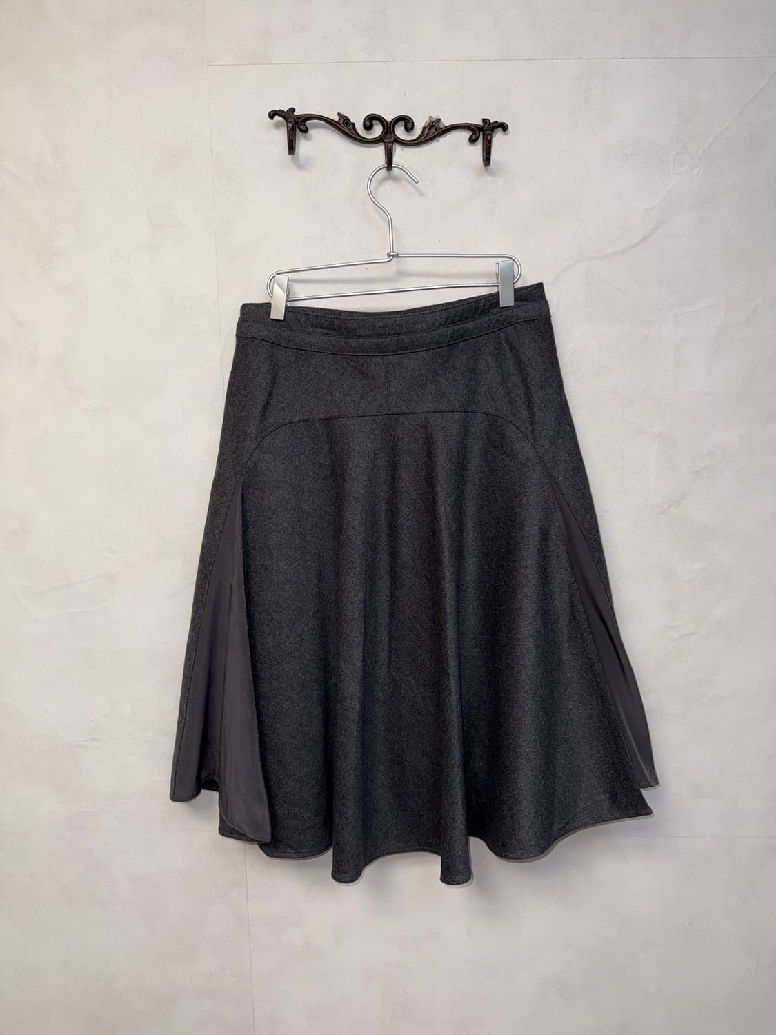 SYSTEM charcoal wool chiffon pleats sk 상품이미지4