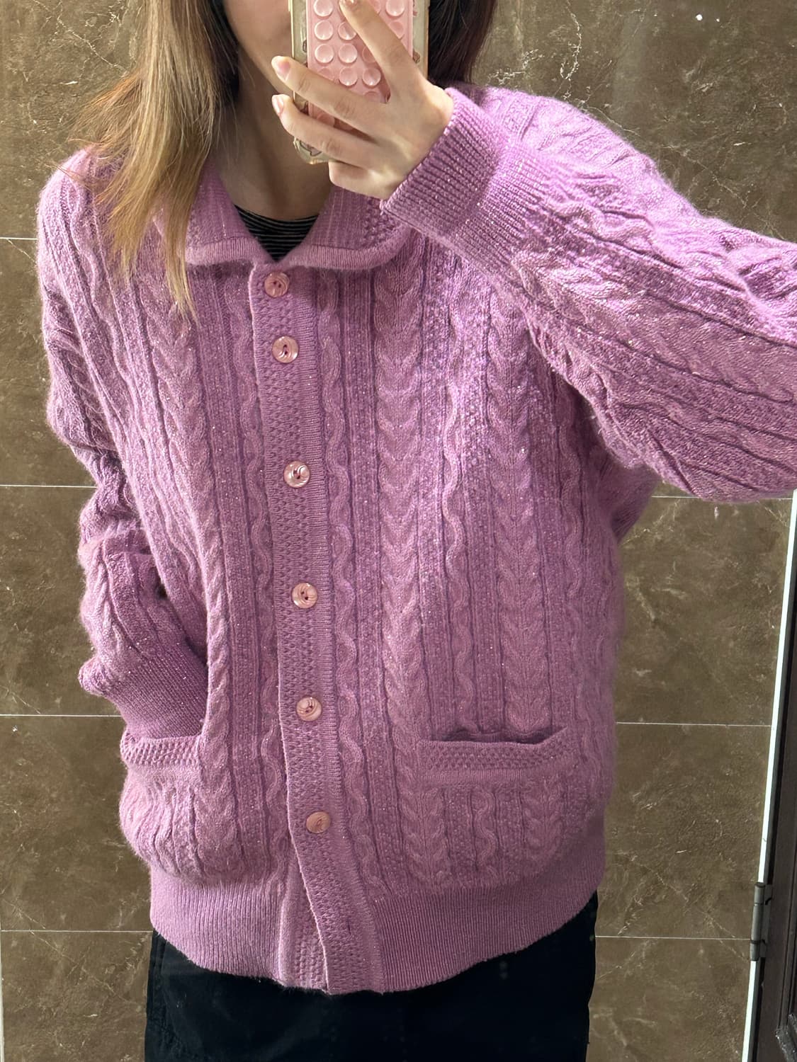 빈티지 할미깔 글리터 니트가디건 상품이미지1