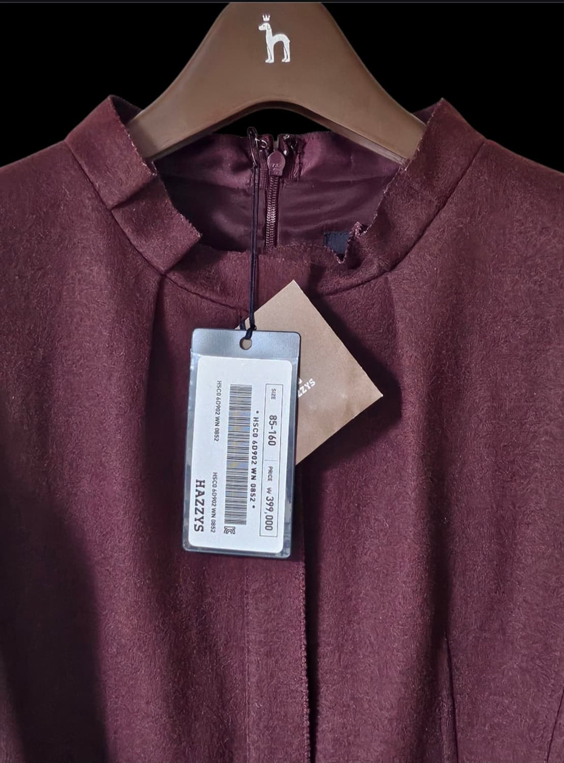 헤지스레이디스 버건디 하이넥 벨티드 울 미디 원피스 55 55(1/2) 상품이미지5