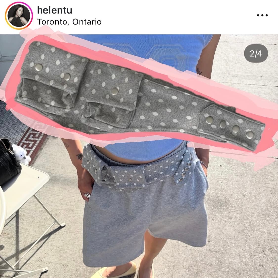 도트 미니 포켓 벨트 - 그레이 상품이미지1