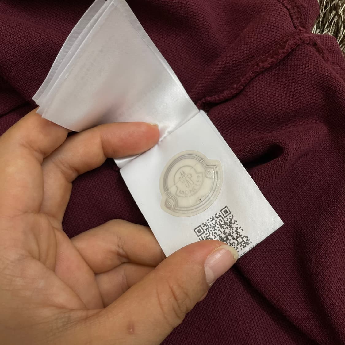 몽클레어 Moncler 와인 로고 패치 반팔 카라티 L 상품이미지4