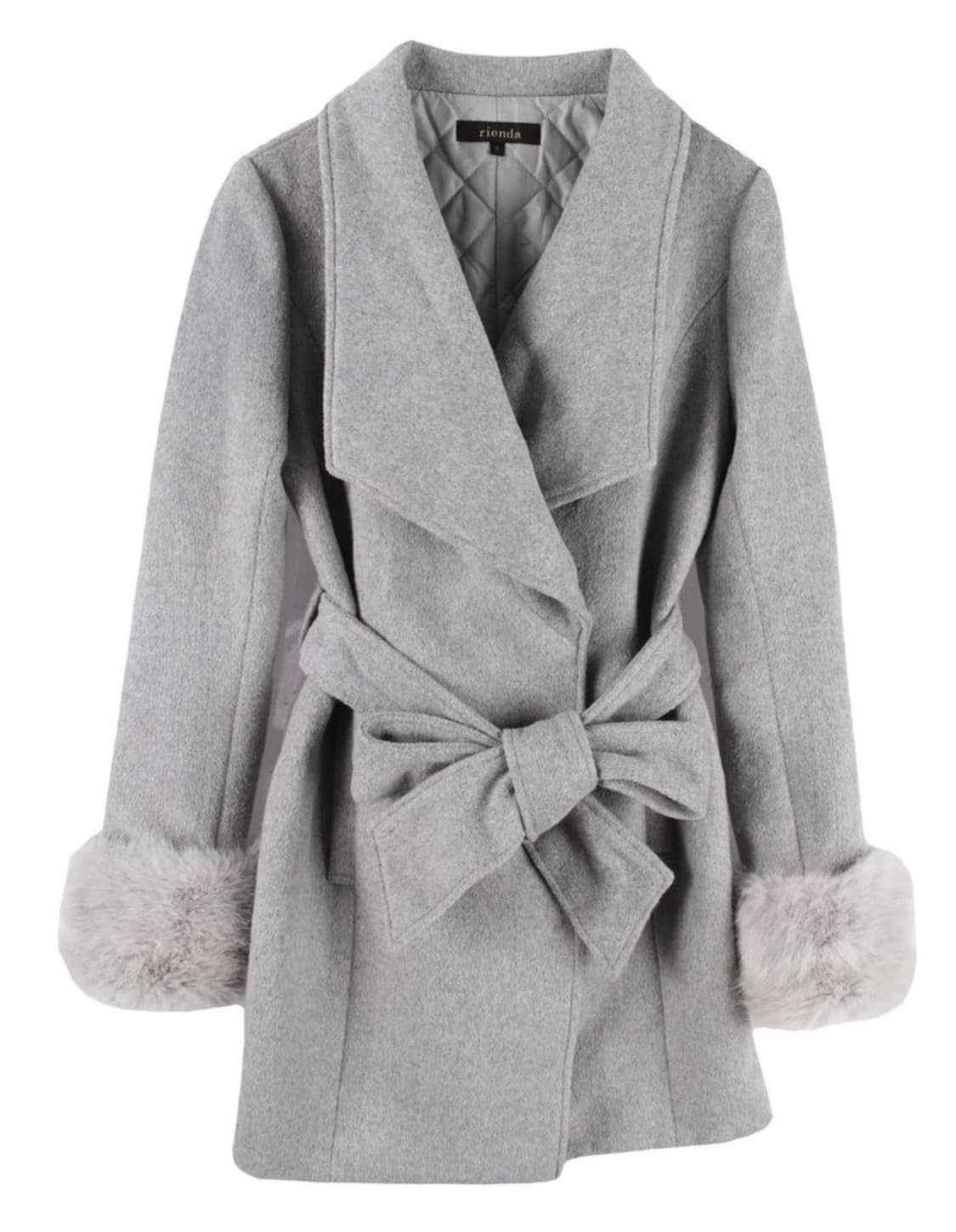 레이깔 히메갸루 그레이 퍼 벨트 코트 S 상품이미지1