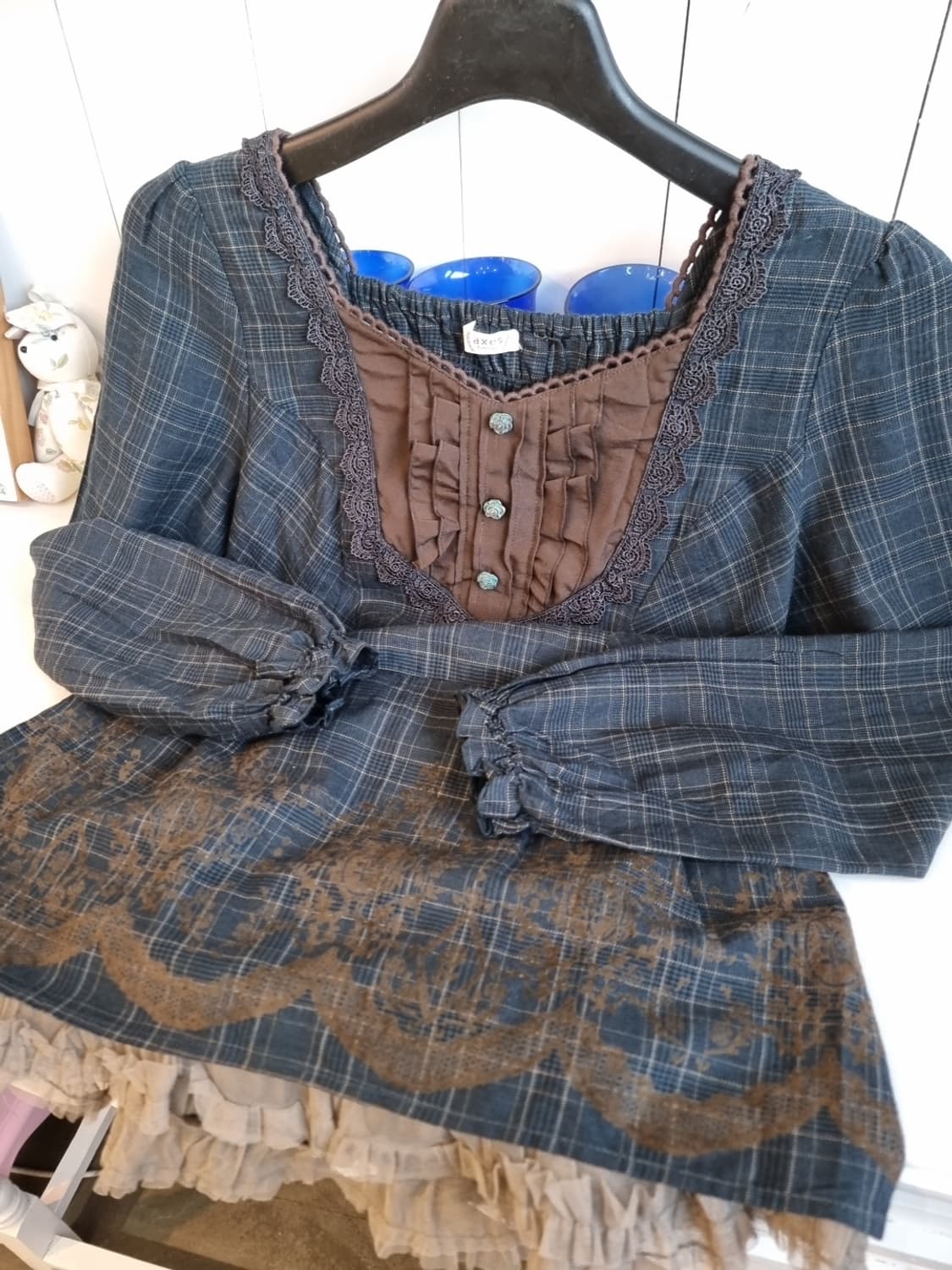 axes femme 클래식 체크 프릴 블라우스 상품이미지4