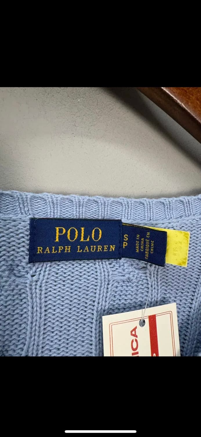 폴로 랄프로렌 로고 브이넥 케이블 스카이블루 니트 H938 상품이미지5