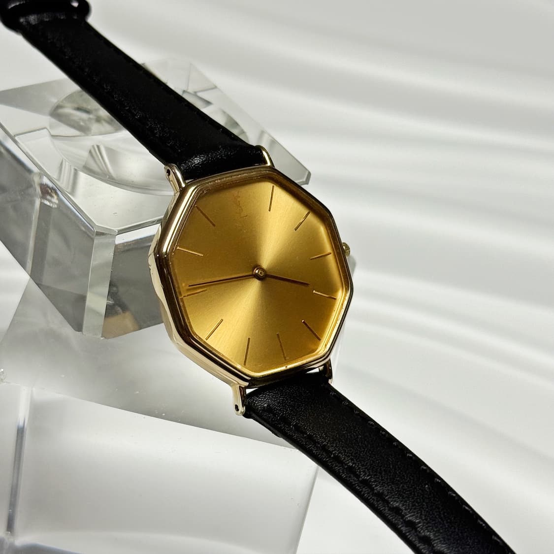 80's90's 빈티지 YSL 이브생로랑 옥타곤 샴페인 골드 워치 상품이미지6