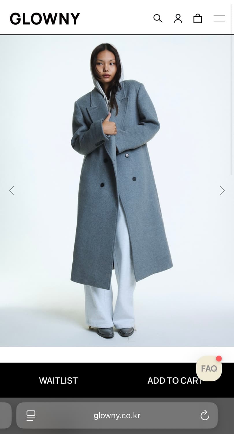 (새상품) 글로니 클래식 롱코트 그레이 M 상품이미지1