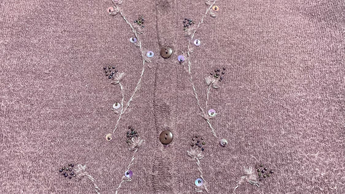 JPN 90s 일본 빈티지 y2k 모리걸 플라워 자수 비즈 디테일 가디건 상품이미지7