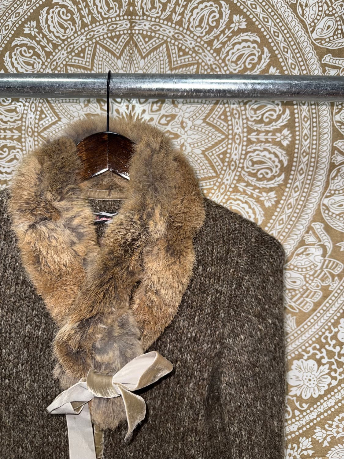 여성 빈티지 퍼 울 니트 가디건  상품이미지4