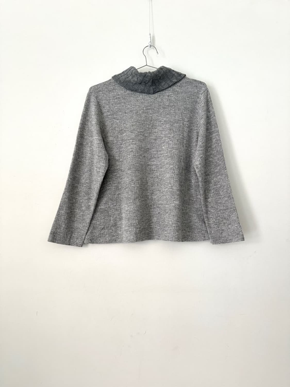Highneck check point warm top / grey 상품이미지4