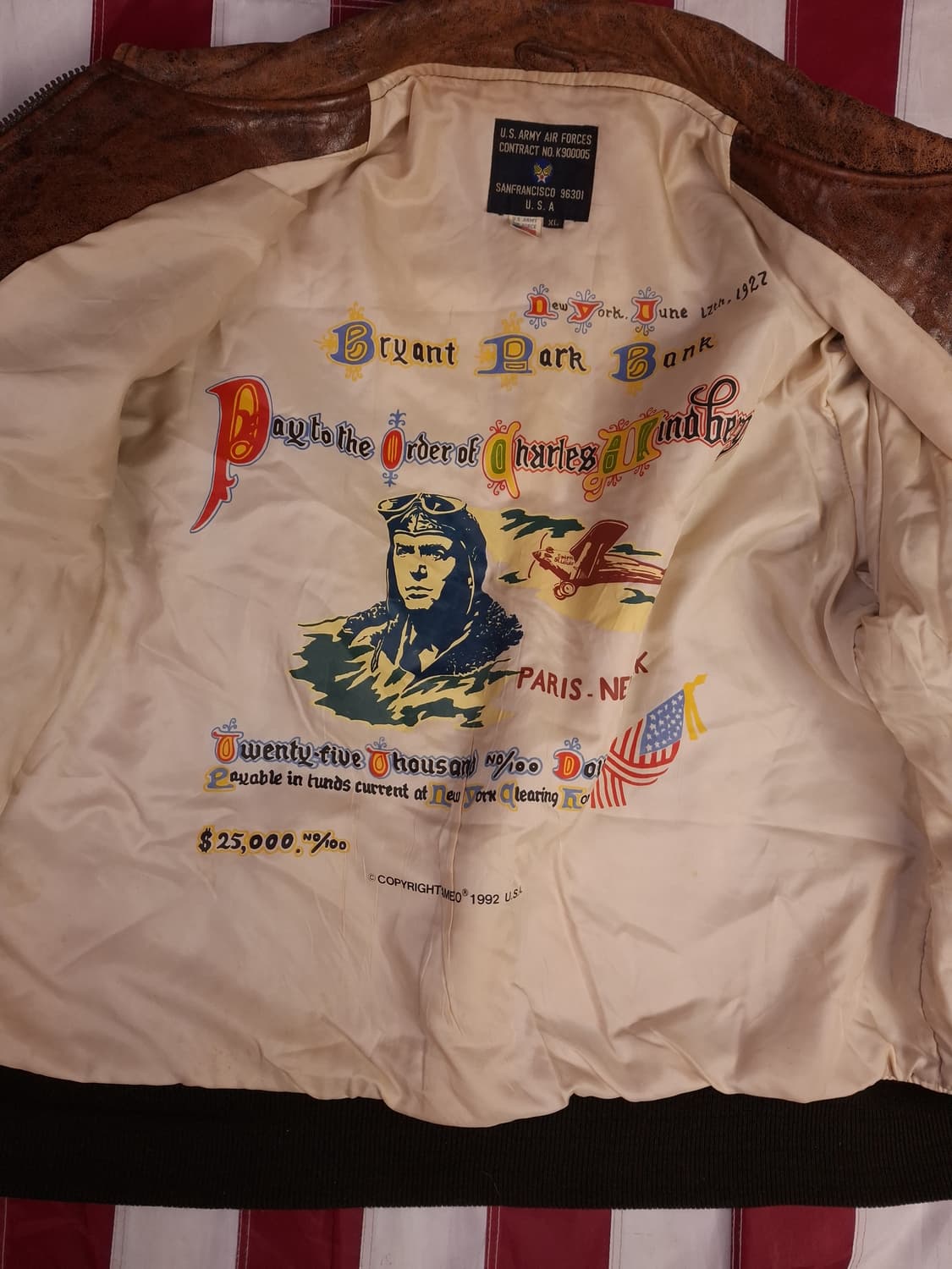 오리지날 90's 아메코 미육군 항공대 리얼레더 항공자켓 상품이미지7