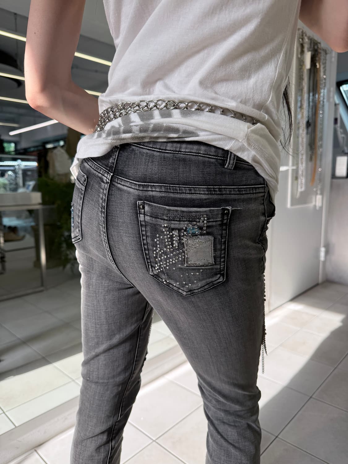 glitter patchwork skinny jeans 상품이미지3