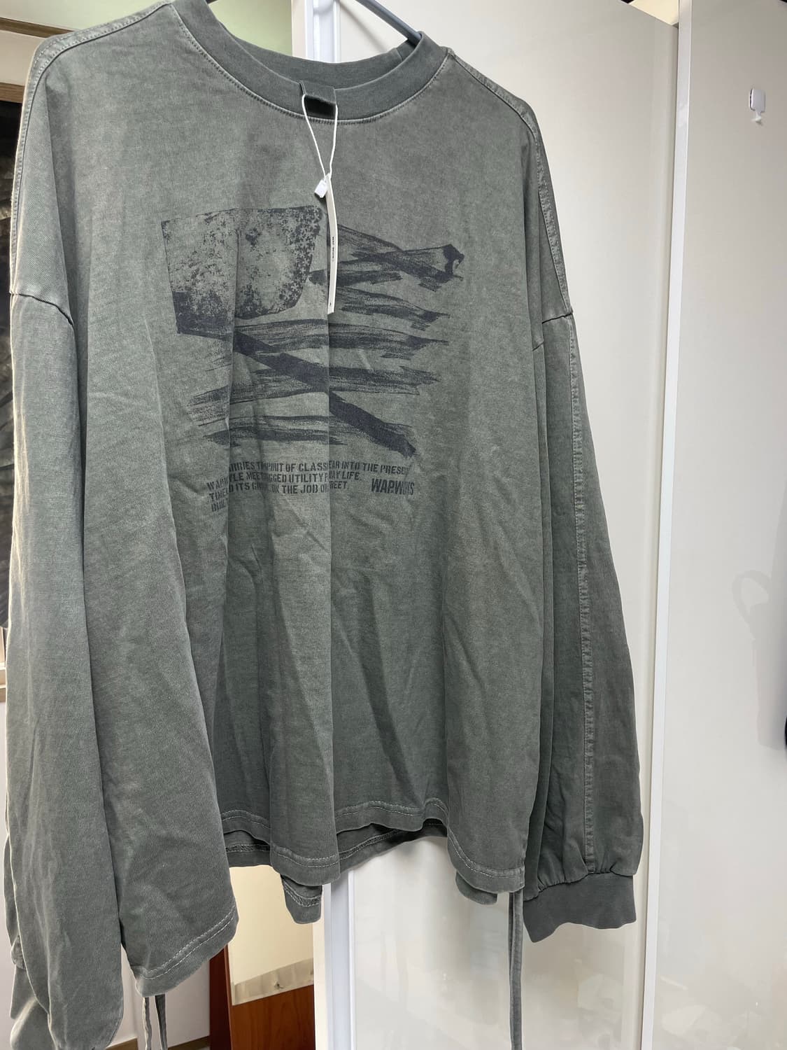 왑웍스 더블유피 밀리터리 셔링크롭 크루넥 카키 상품이미지2