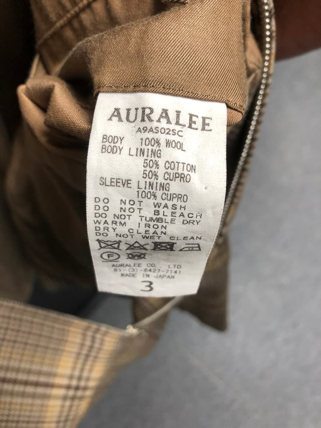 AURALEE WOOL SERGE CHECK ZIP UP BLOUSON 상품이미지4