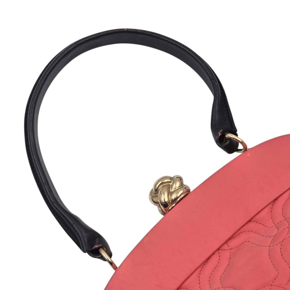90s 모스키노 칩앤시크 코랄 레더 로즈 핸드백 상품이미지4