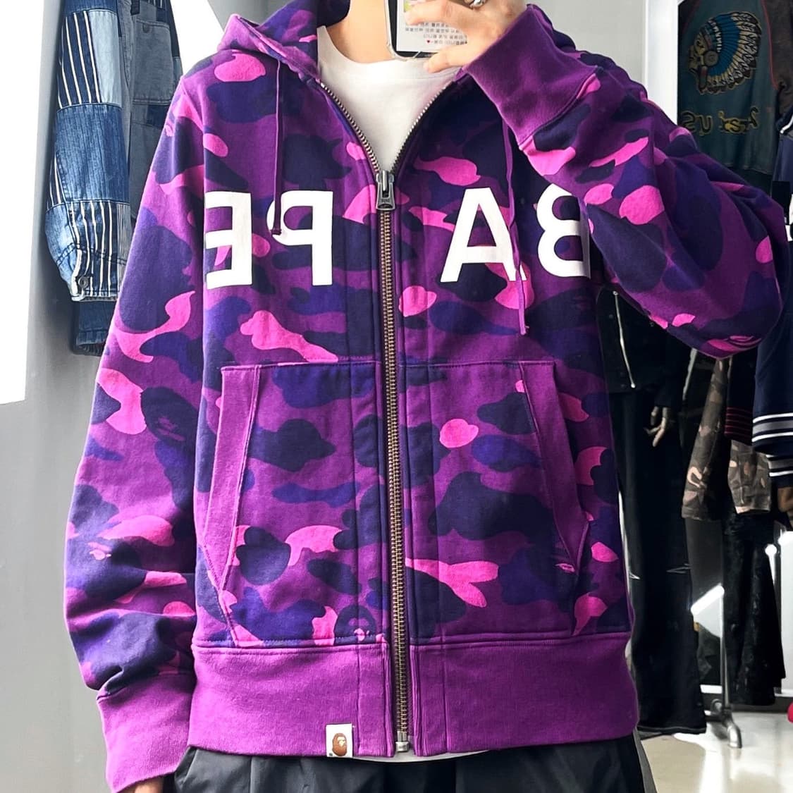 베이프 컬러 퍼플 카모 후드집업 상품이미지1