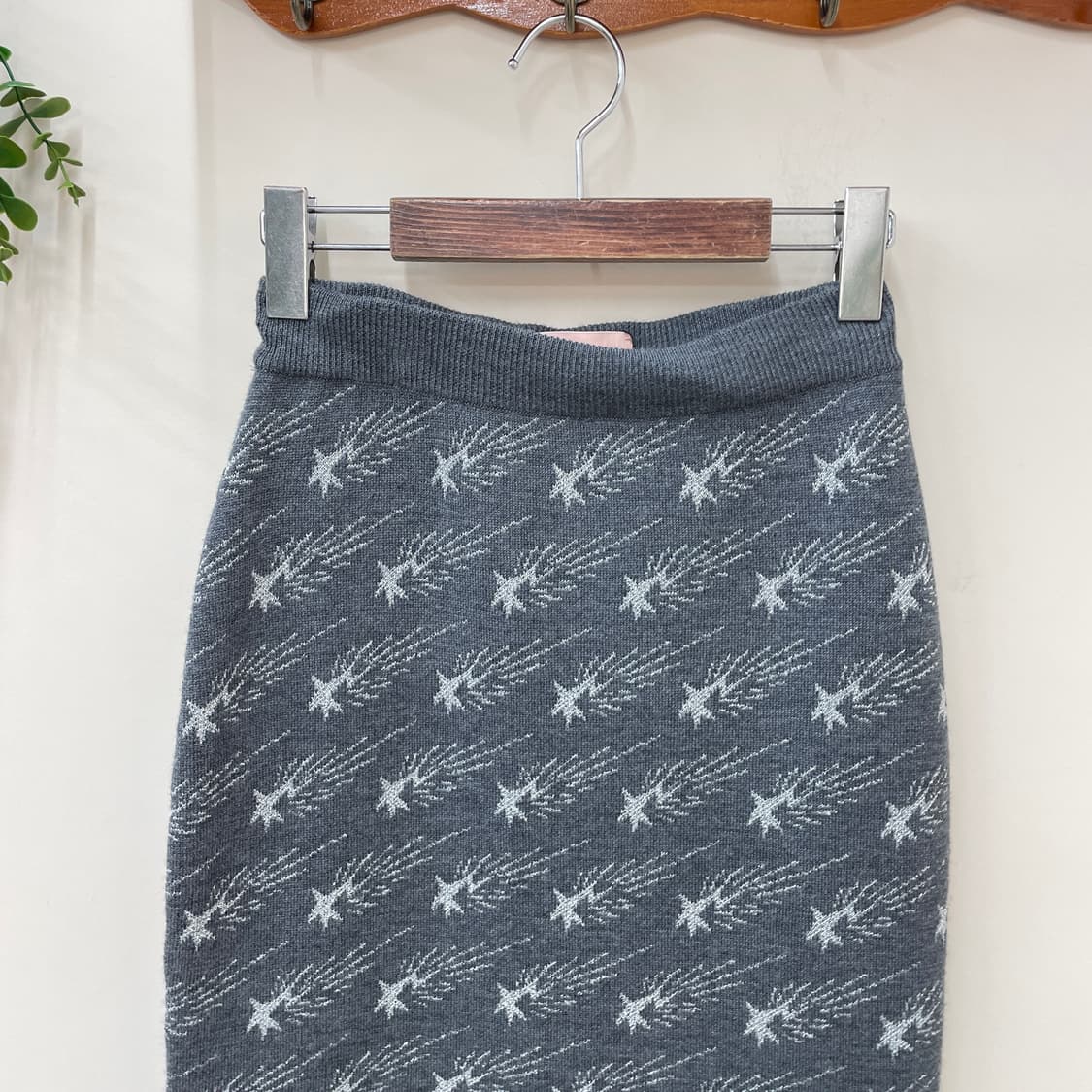 베이프 baby 라인 스타 울 니트 미디 스커트 상품이미지2