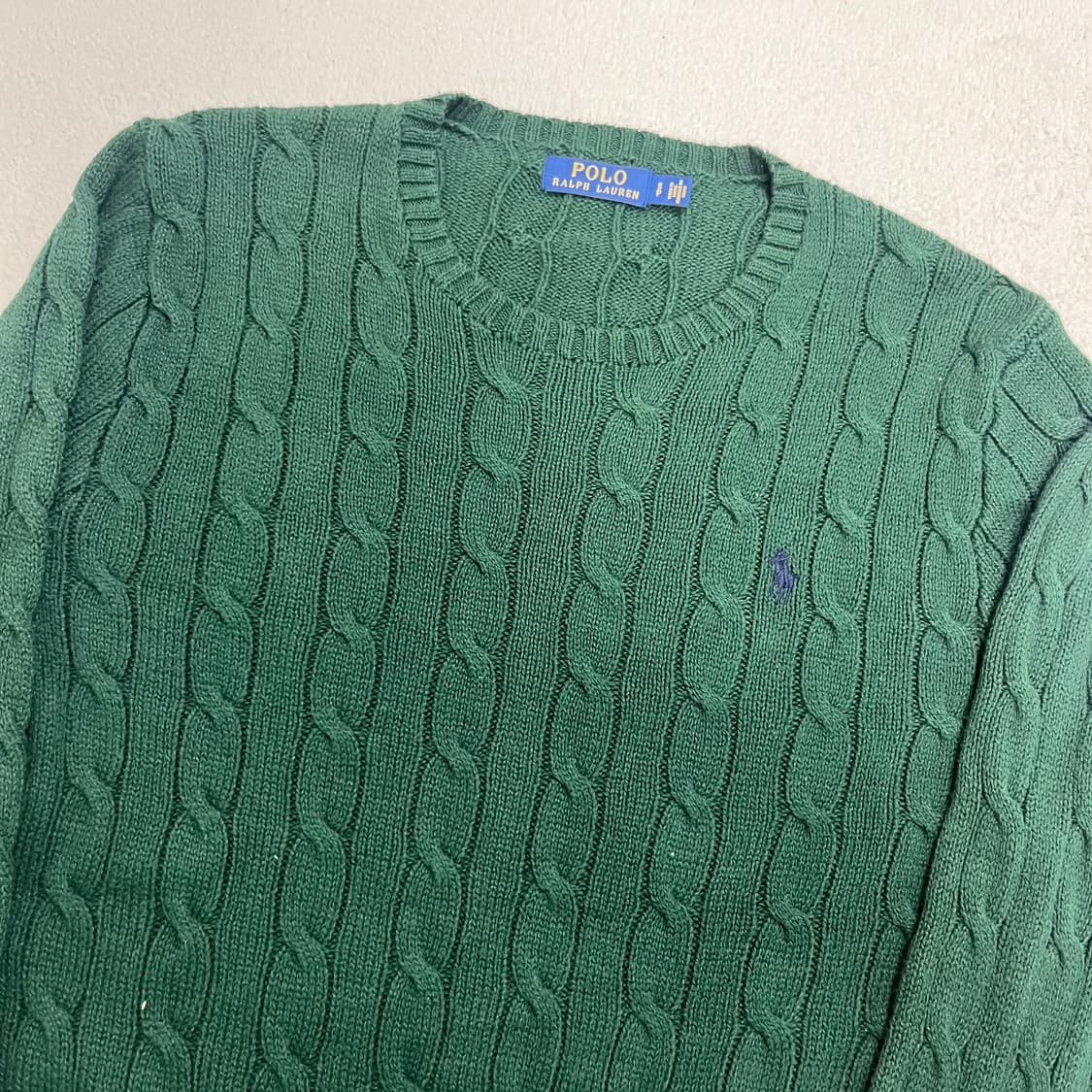 Polo dark green cable knit 상품이미지5
