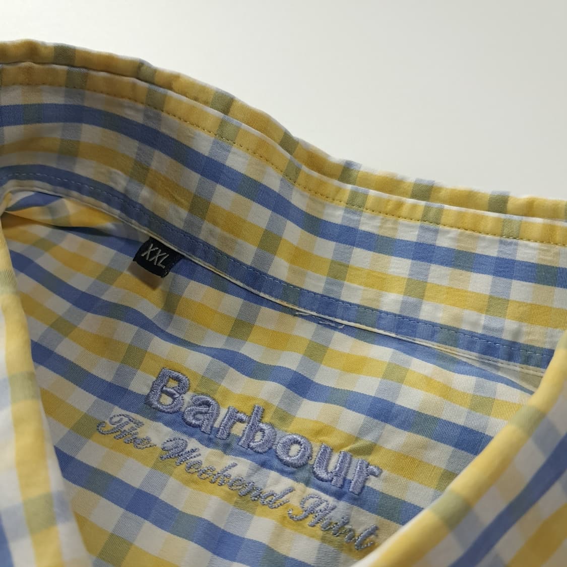 CK365 2XL 바버 00s 옐로우 블루 멀티 체크 반팔 셔츠 남방 상품이미지3
