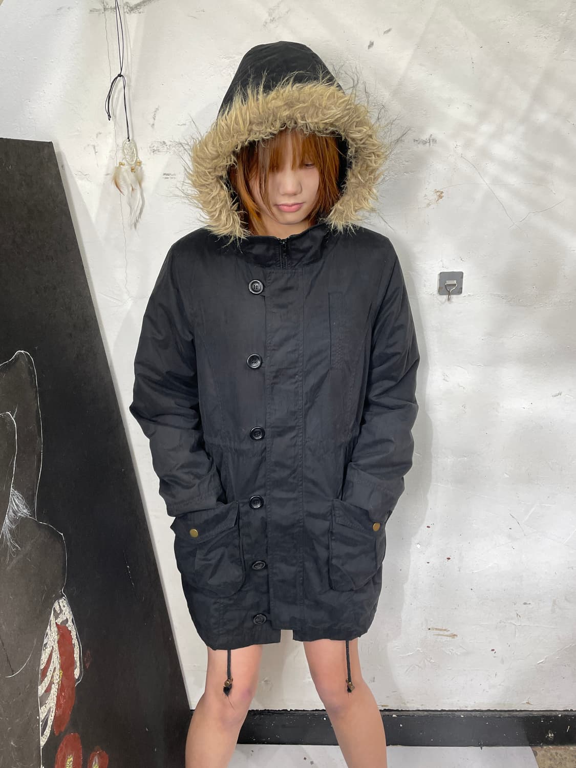 일본빈티지 COLZA 울프죠 퍼 후드 야상 개파카 자켓 L 상품이미지1