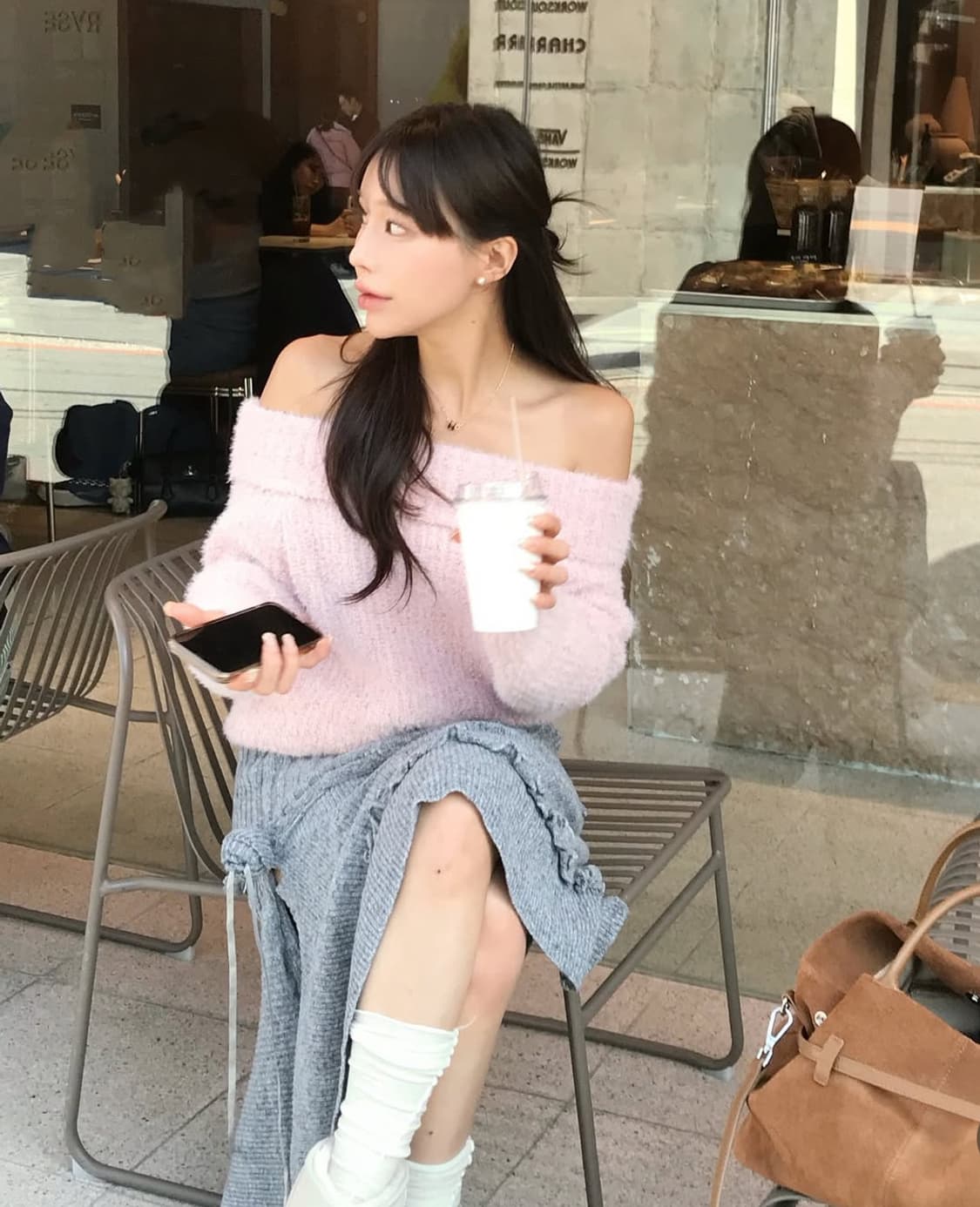 클라우드이모션 로지스 언발 그레이 니트 스커트 상품이미지7