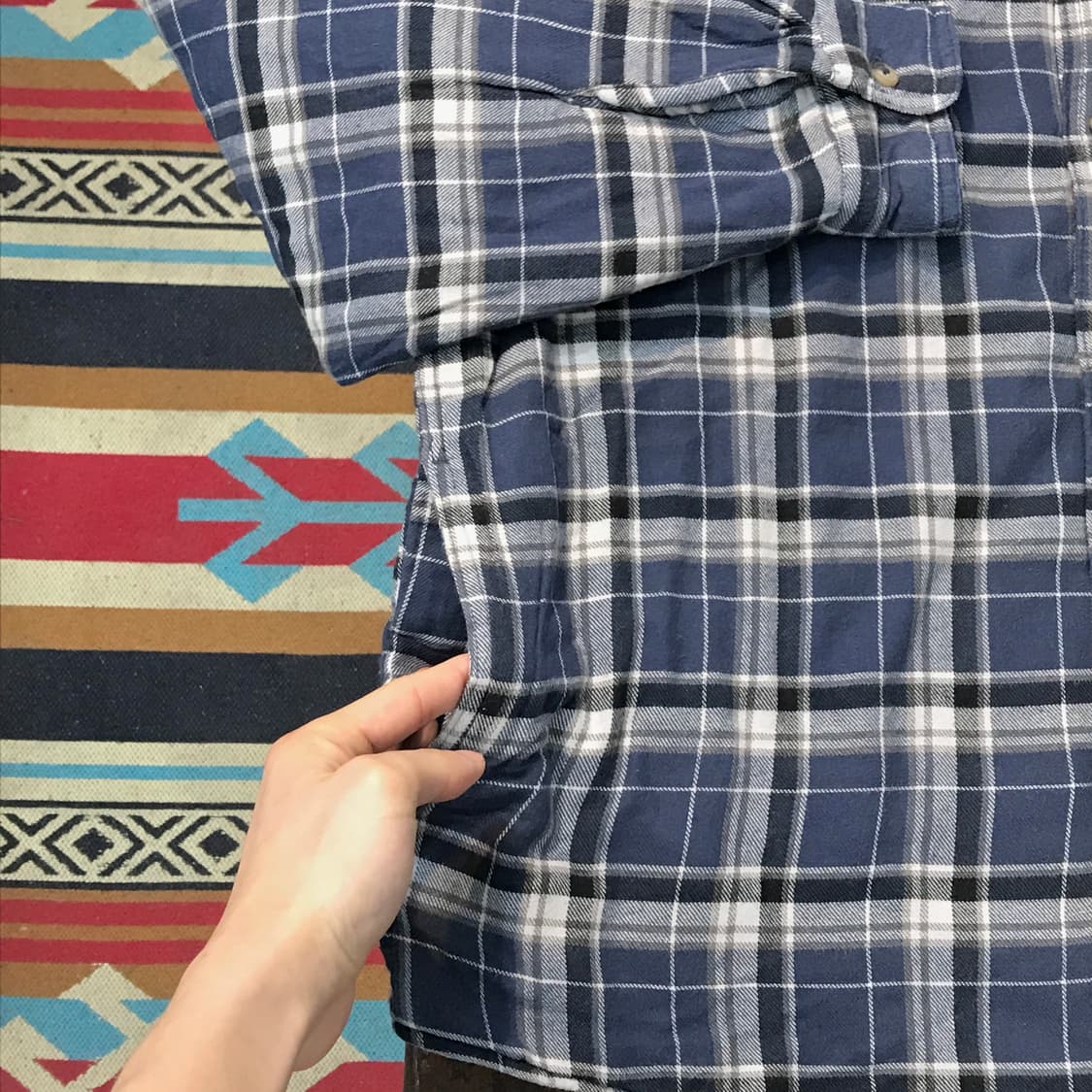 랭글러 라이트 네이비 타탄 체크 양털 셰르파 자켓 남성 110  상품이미지5