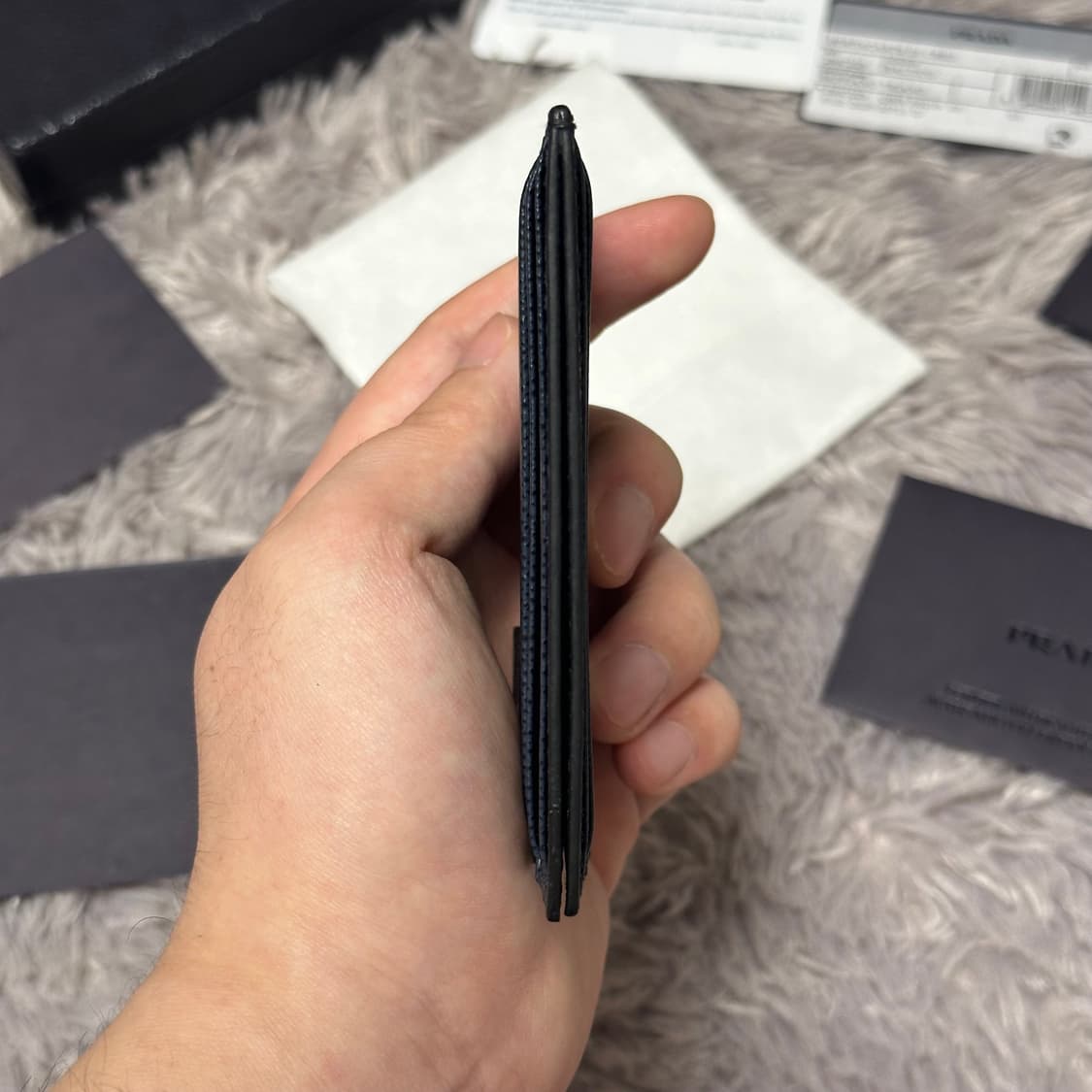 [풀구성] 프라다 사피아노 삼각로고 카드지갑 네이비 상품이미지5