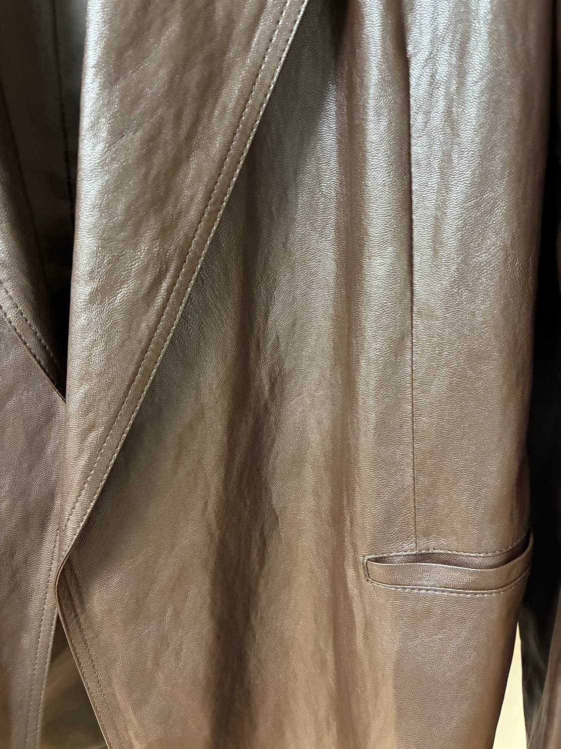 파사드패턴 브라운 가죽 자켓 (레더 하프 자켓) 상품이미지3