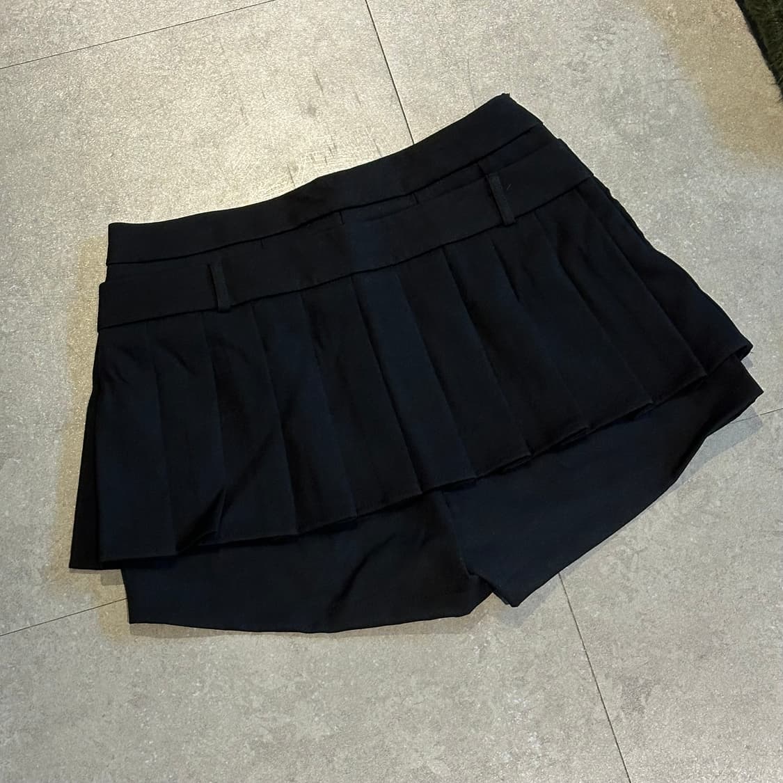 네비 브루이 리본 플리츠 스커트 팬츠 블랙 M 상품이미지5