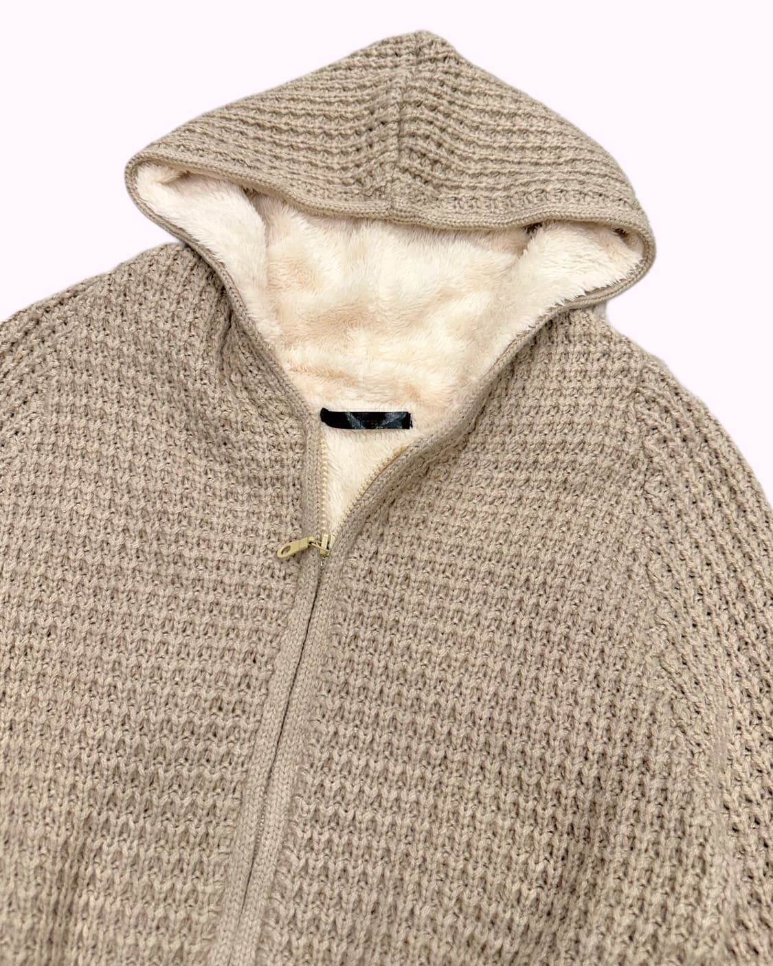 waffle fur knit hood zip-up 상품이미지2