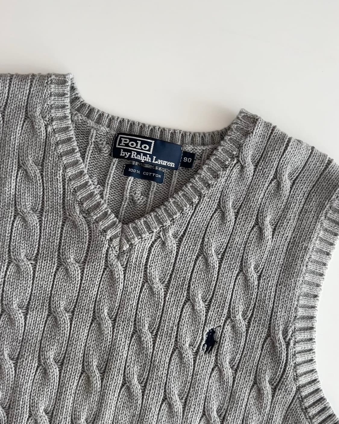 폴로 랄프로렌 그레이 꽈배기 니트 조끼 S 상품이미지3