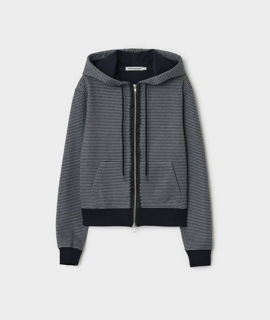 썬번프로젝트 레이스 스트라이프 집업 후디 상품이미지3