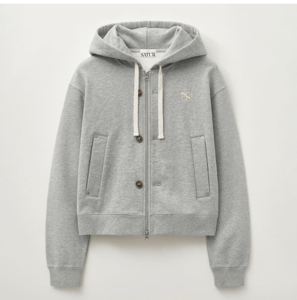 세터 테오 코튼 올 데이 후드 집업 멜란지 그레이 상품이미지1